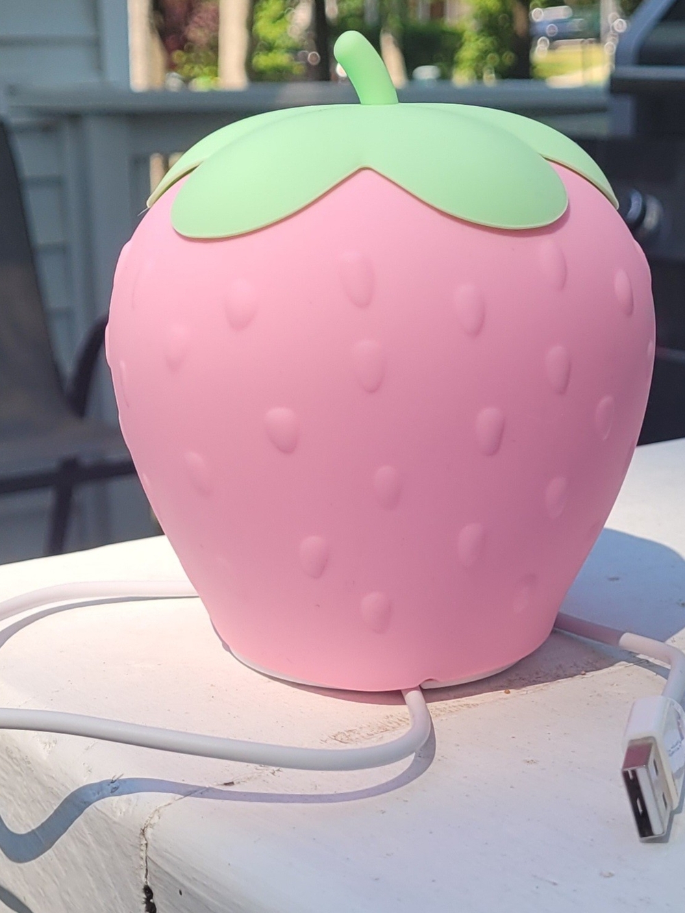 Pink Strawberry Silicone USB Light with Green Leaf Top